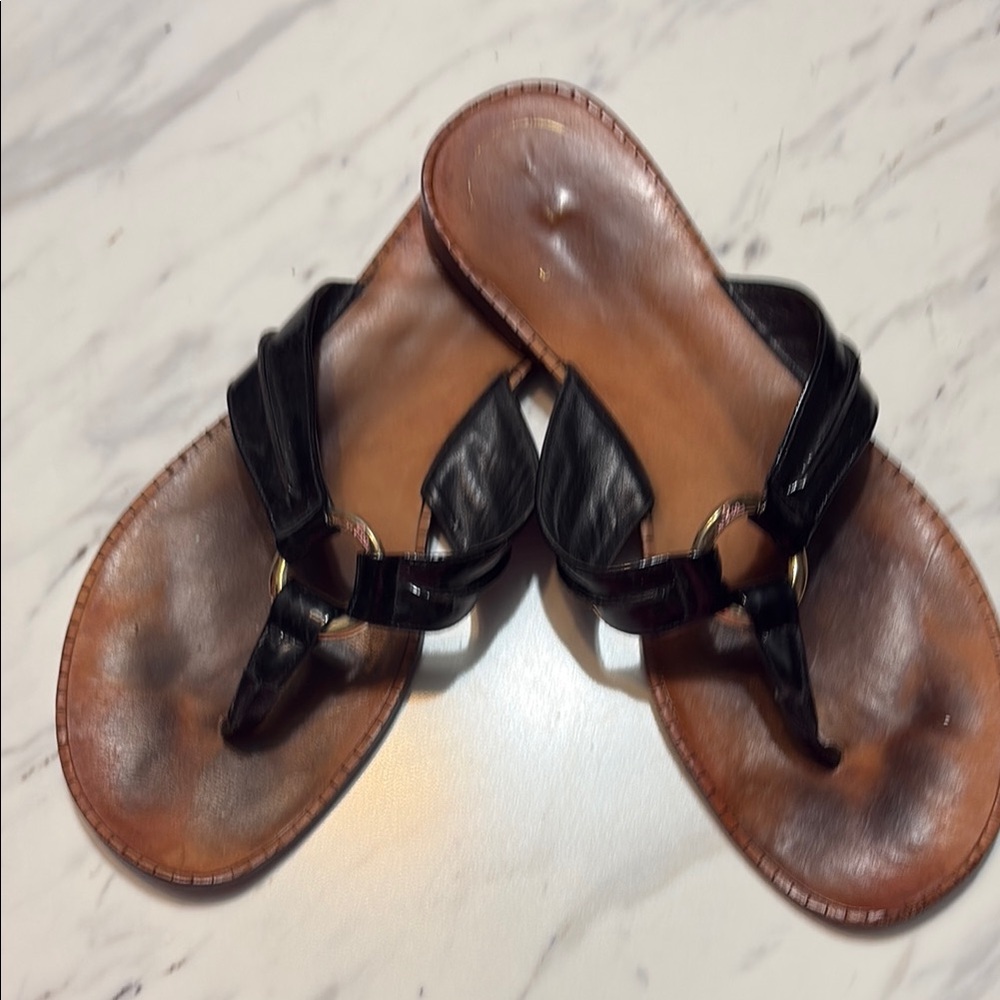 Lilly Pulitzer Black and Brown Braided Sandals